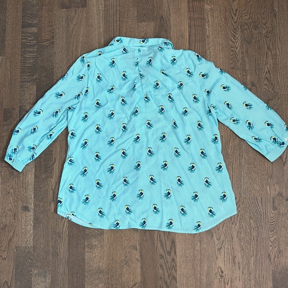 OLSEN Blue and White Stripes Blouse with Bird Detail - Picture 4 of 4
